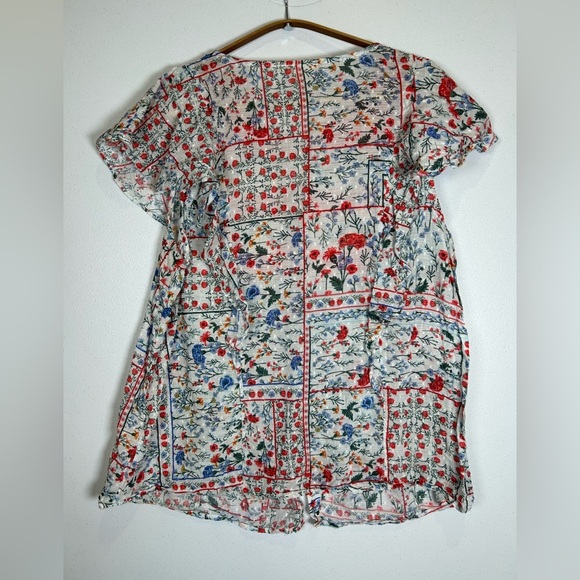 Anthropologie Let Me Be Boho Hippie Festival Linen Button Up Festive Blouse. - Picture 2 of 6